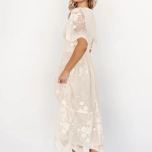 Baltic Born Floral Lace Midi Dress in Cream